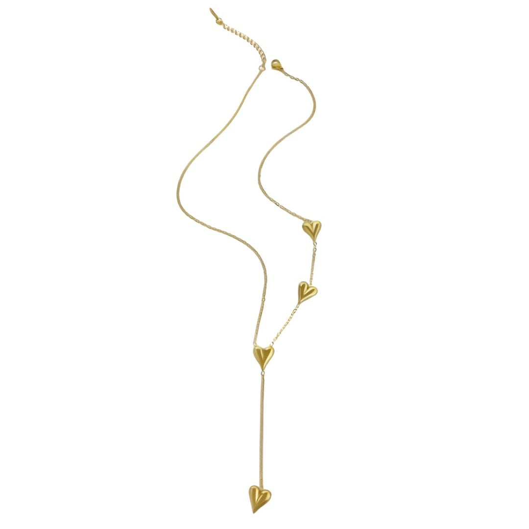 Gold Y Drop Heart Necklace - Diane Jewelry
