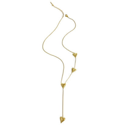 Gold Y Drop Heart Necklace - Diane Jewelry