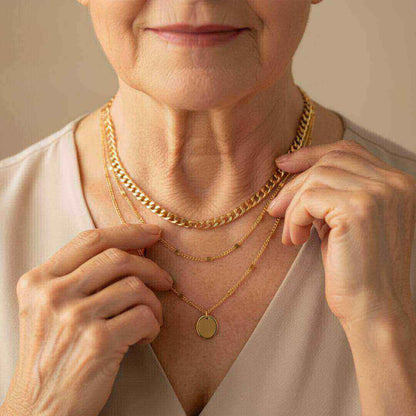 Gold Layered Chain Disc Necklace Emma & Noah Jewelry