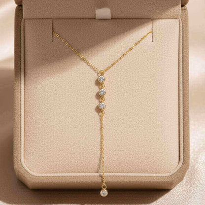 Gold Crystal Drop Lariat Necklace Emma & Noah Jewelry