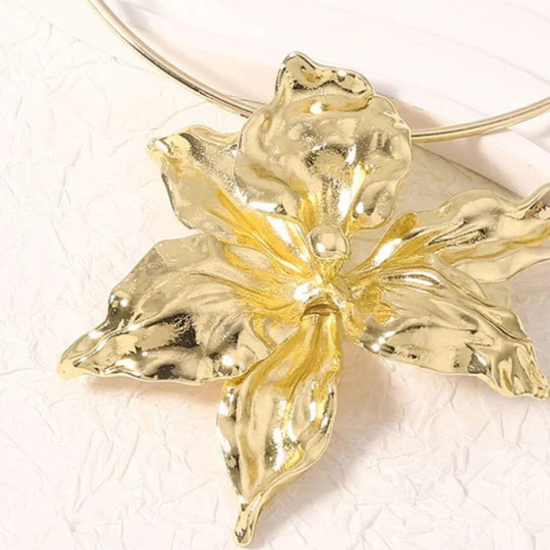 Gold Floral Statement Collar Necklace - Diane Jewelry