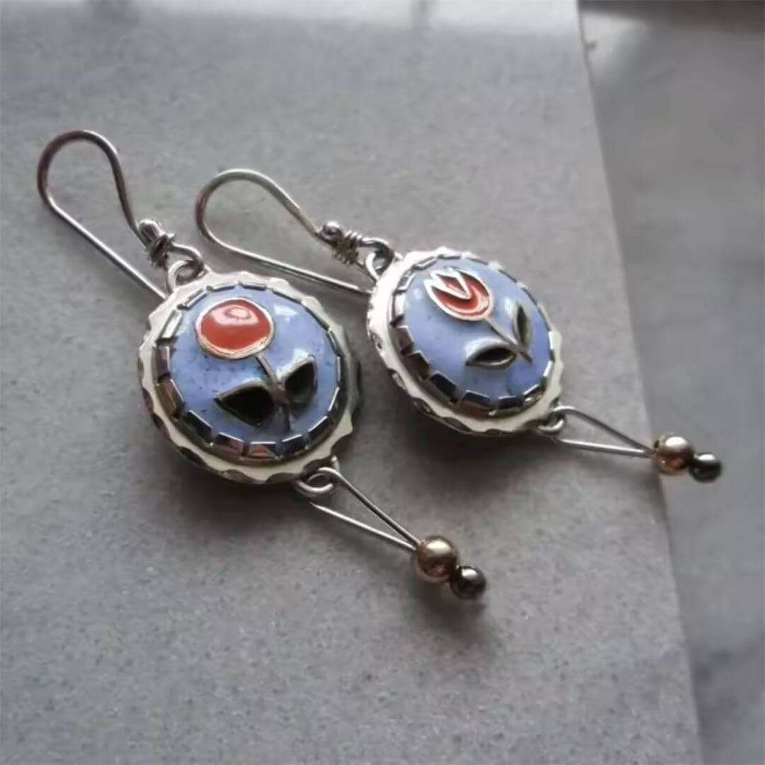 Turquoise Pearl Silver Dangle Earrings - Diane Jewelry