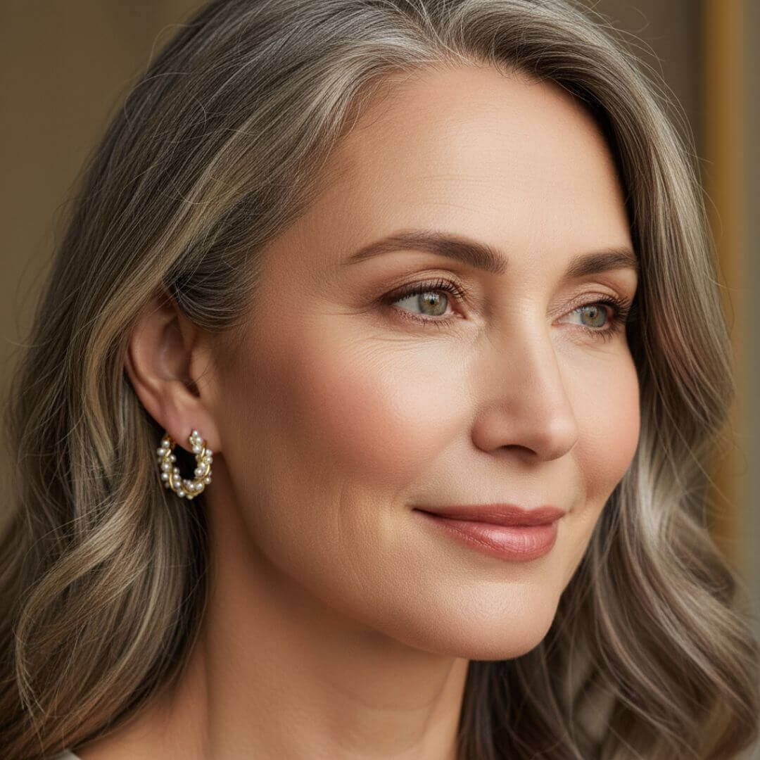 Gold Pearl Twisted Hoop Earrings Emma & Noah Jewelry