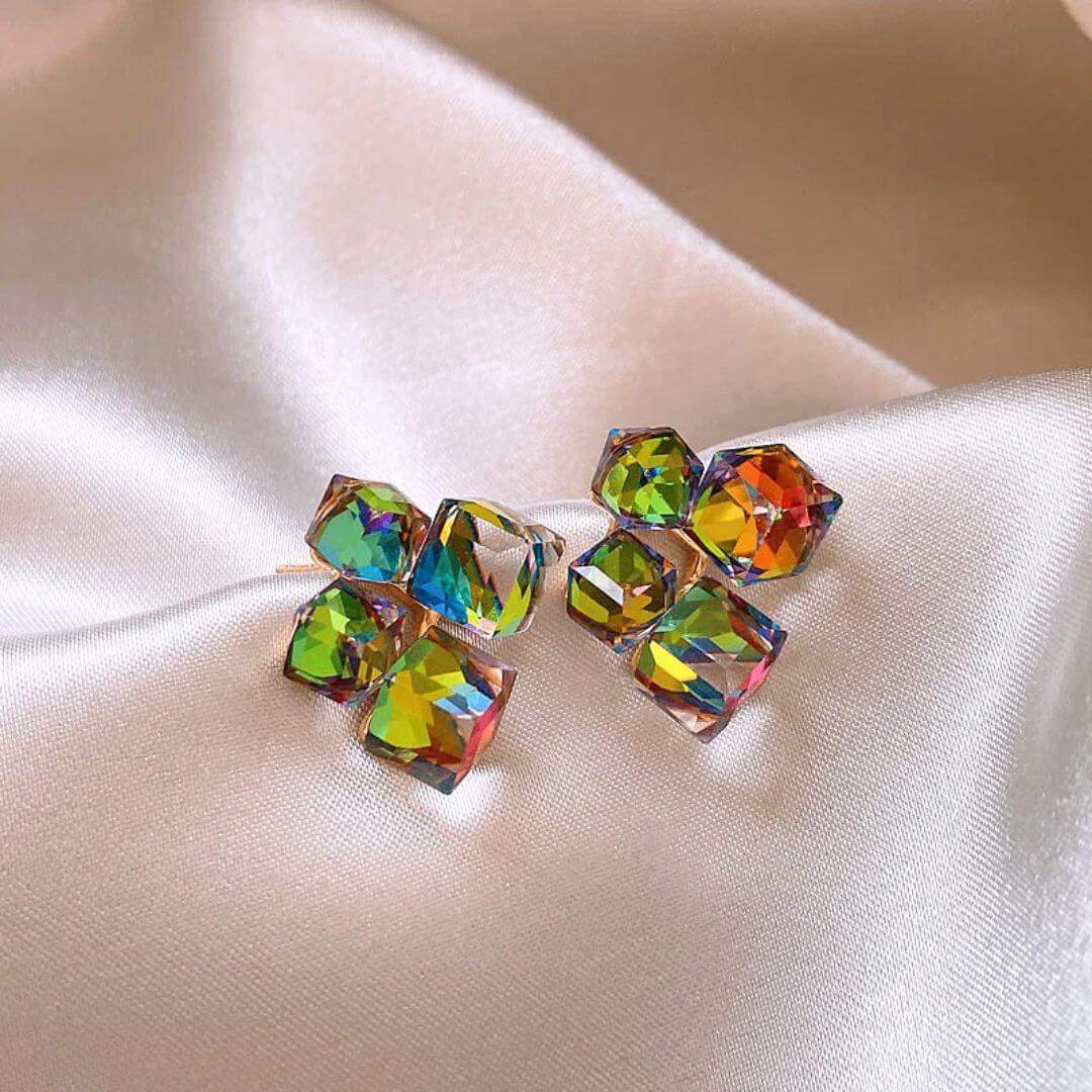Rainbow Iridescent Geometric Stud Earrings - Diane Jewelry