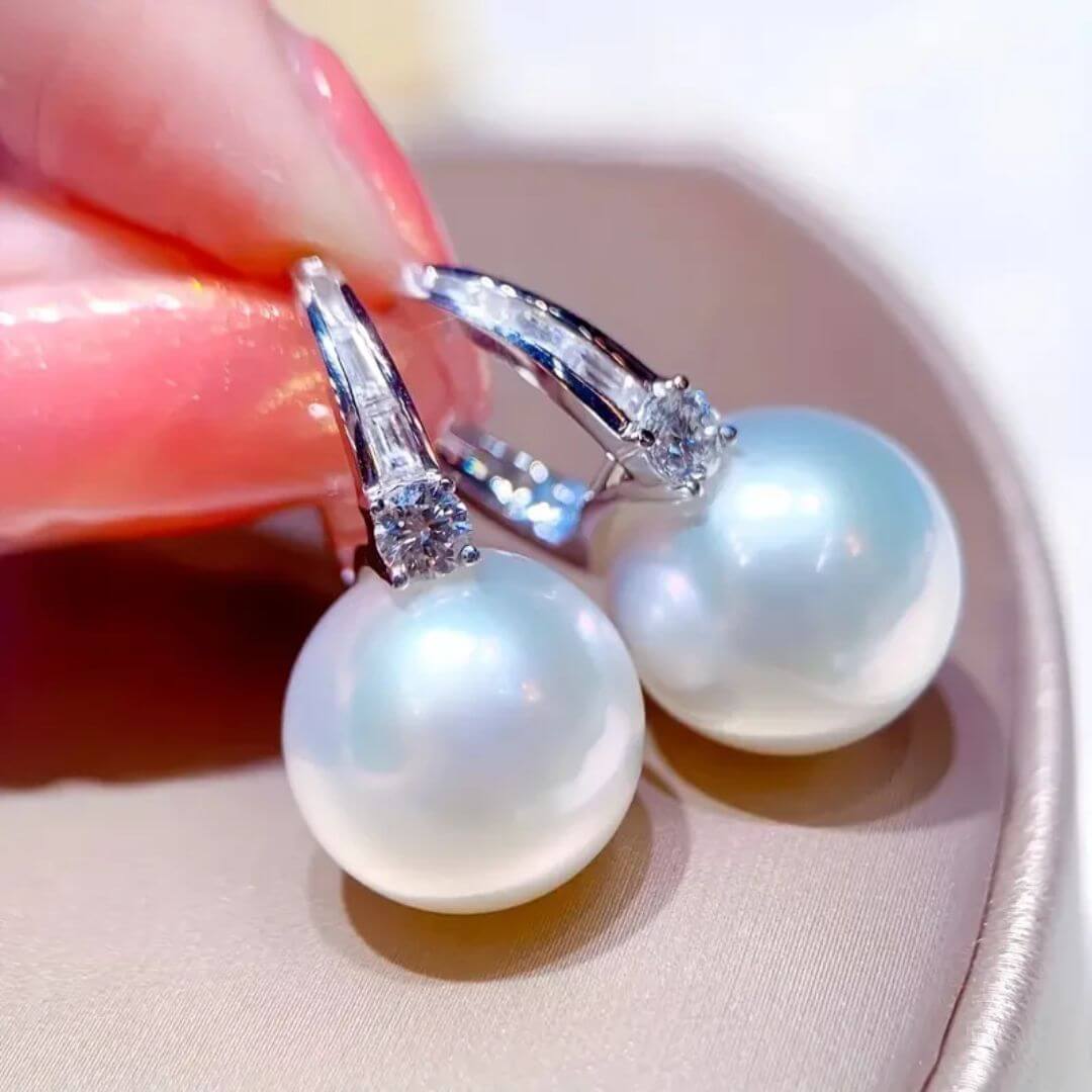 Elegant Silver Round Pearl Earrings - Diane Jewelry