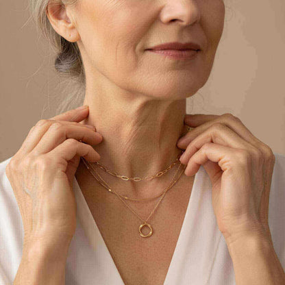 Gold Layered Circle Pendant Necklace Emma & Noah Jewelry