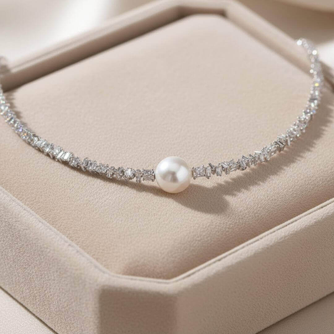 Crystal Pearl Choker Beaded Necklace Emma & Noah Jewelry