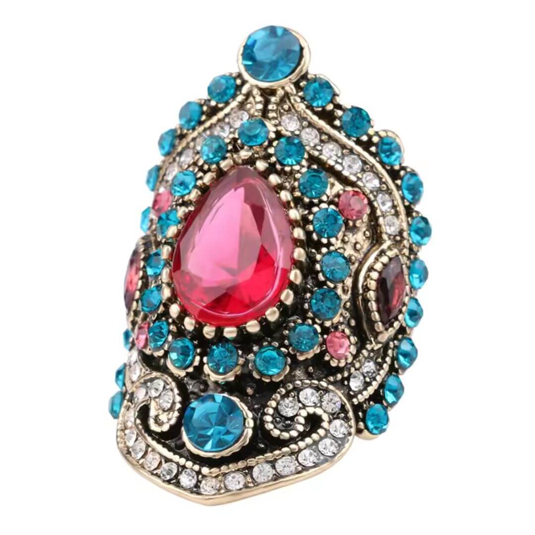 Vintage Teardrop Crystal Statement Ring - Diane Jewelry