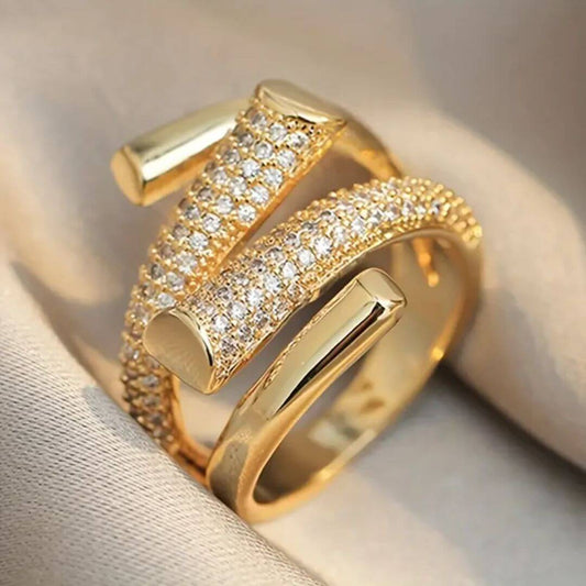 Gold Crystal Wrap Statement Ring - Diane Jewelry
