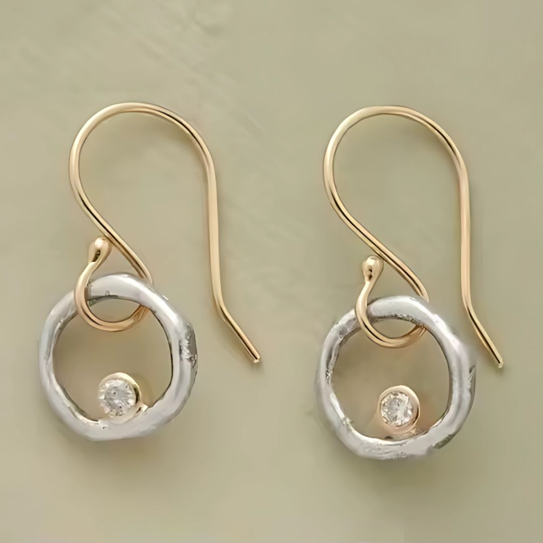 Minimalist Mixed Metal Circle Earrings - Diane Jewelry