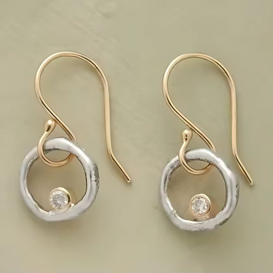 Minimalist Mixed Metal Circle Earrings - Diane Jewelry