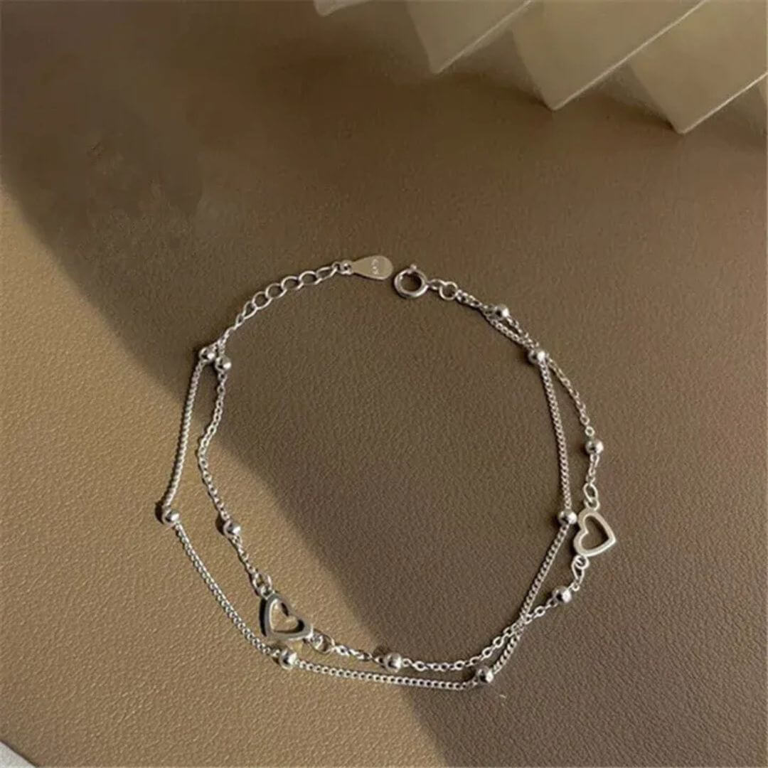 Dainty Silver Heart Chain Bracelet - Diane Jewelry