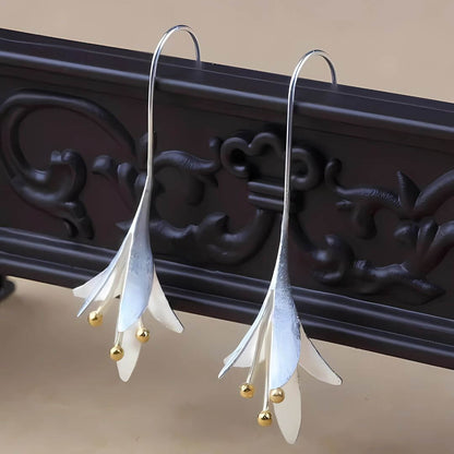 Silver Gold Floral Drop Earrings - Diane Jewelry