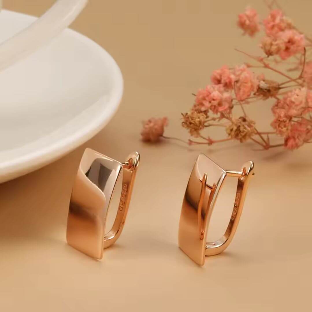 Minimalist Rose Gold Huggie Earrings - Diane Jewelry