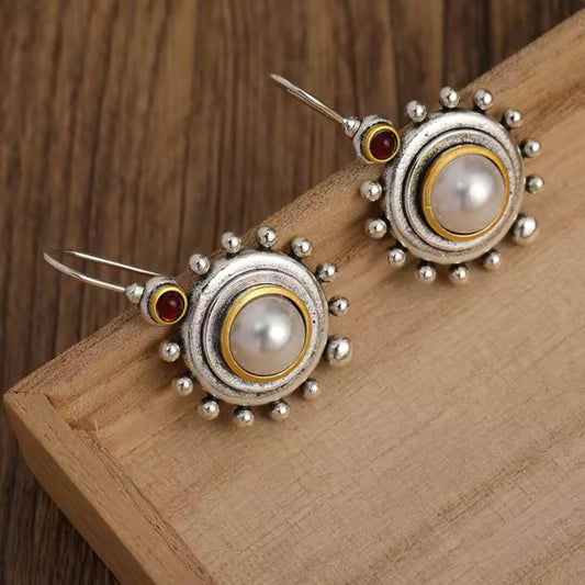 Boho Sunburst Pearl Drop Earrings - Diane Jewelry