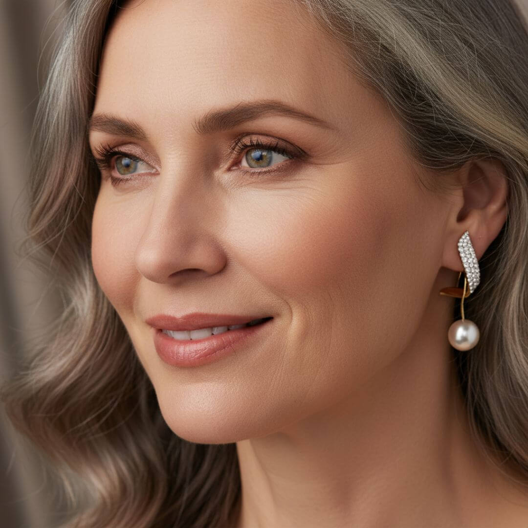 Gold Crystal Pearl Drop Earrings Emma & Noah Jewelry