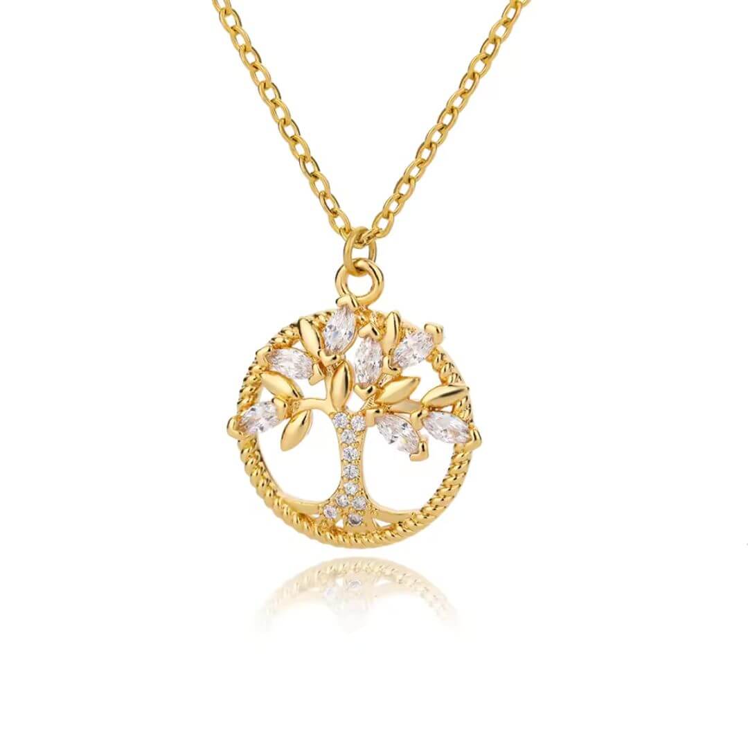 Gold Crystal Tree Pendant - Diane Jewelry