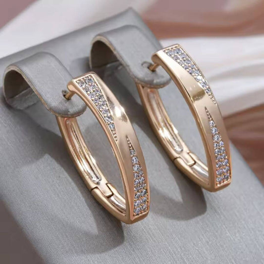 Gold Crystal Hoop Earrings - Diane Jewelry