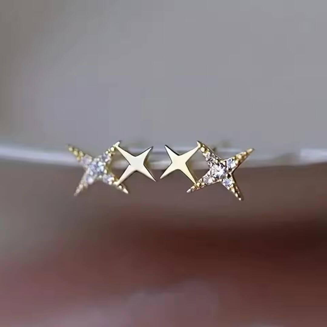 Gold Star Crystal Studs Earrings - Diane Jewelry