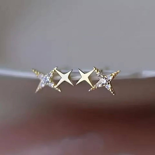 Gold Star Crystal Studs Earrings - Diane Jewelry