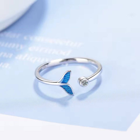 Blue Mermaid Tail Adjustable Ring - Diane Jewelry