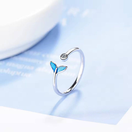 Blue Mermaid Tail Adjustable Ring - Diane Jewelry
