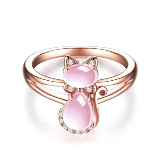 Rose Gold Cat Ring - Diane Jewelry