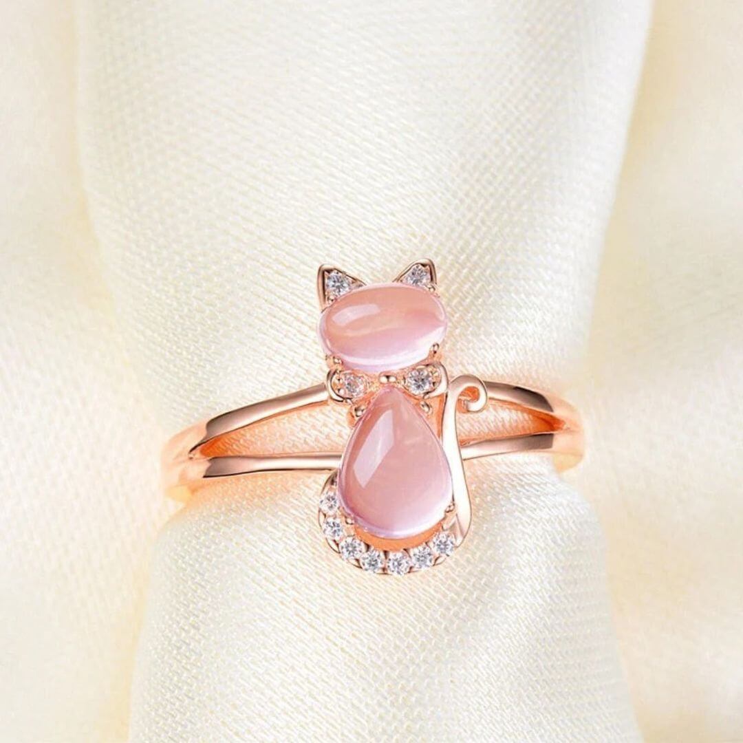 Rose Gold Cat Ring - Diane Jewelry