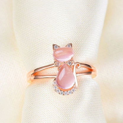 Rose Gold Cat Ring - Diane Jewelry
