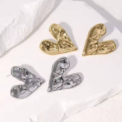 Abstract Gold Molten Heart Earrings - Diane Jewelry