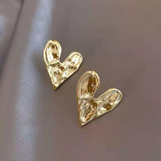 Abstract Gold Molten Heart Earrings - Diane Jewelry