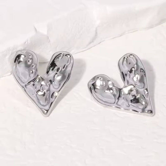 Abstract Gold Molten Heart Earrings - Diane Jewelry