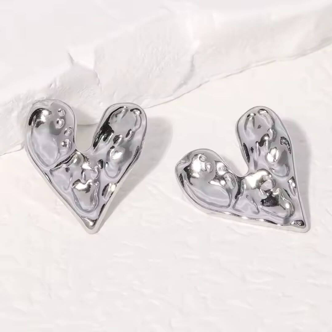 Abstract Gold Molten Heart Earrings - Diane Jewelry