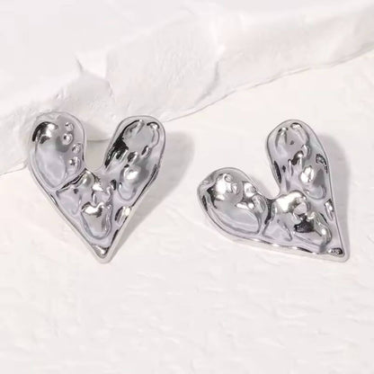 Abstract Gold Molten Heart Earrings - Diane Jewelry