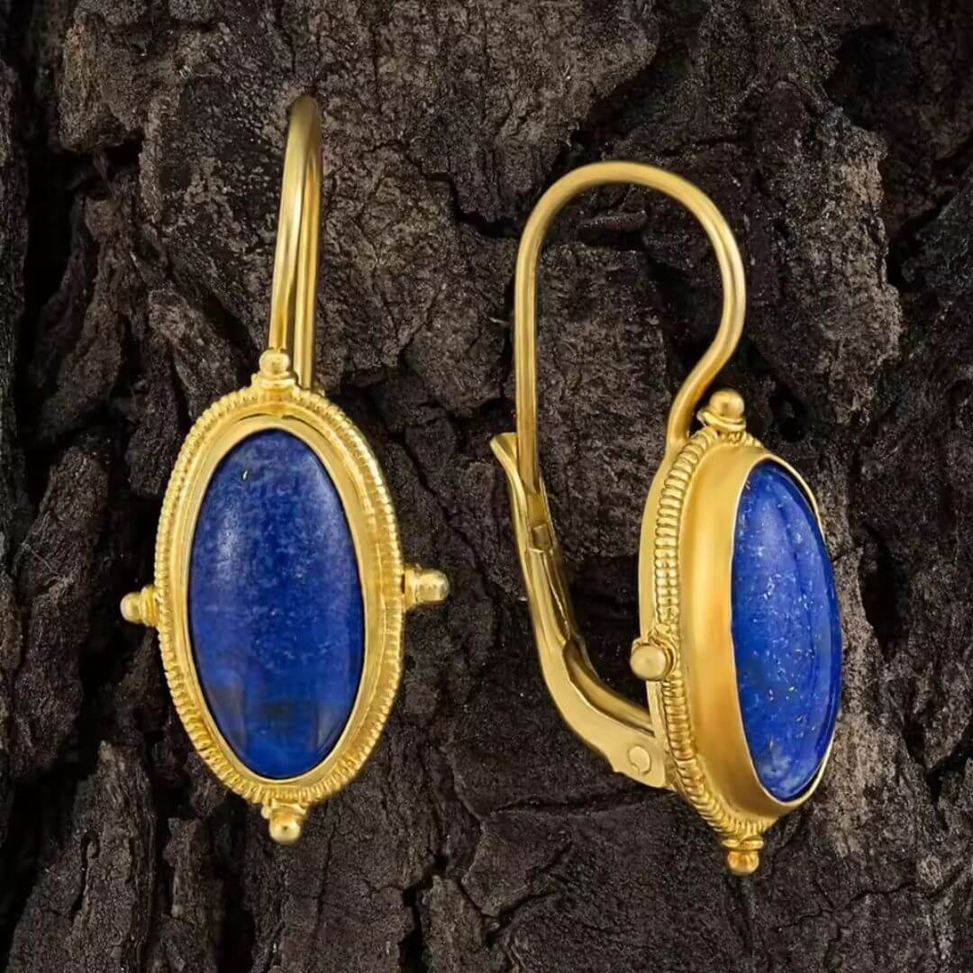 Blue Gold Drop Earrings - Diane Jewelry