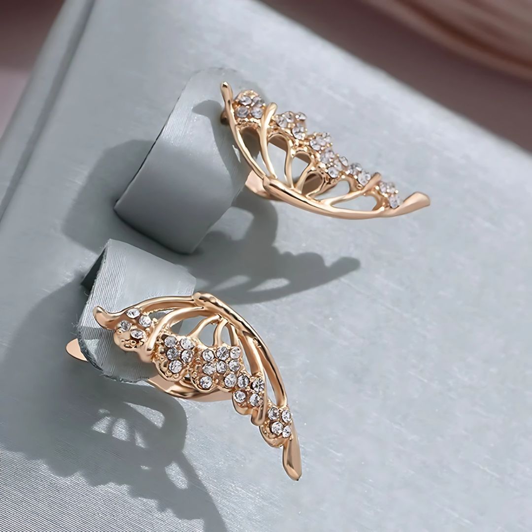 Rose Gold Wing Earrings - Diane Jewelry
