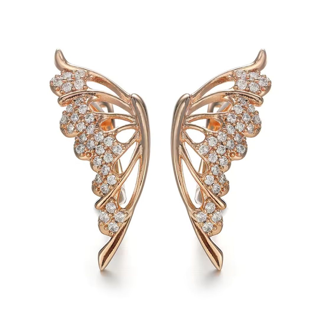 Rose Gold Wing Earrings - Diane Jewelry