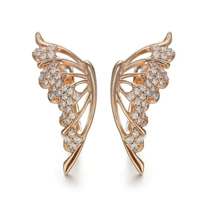 Rose Gold Wing Earrings - Diane Jewelry