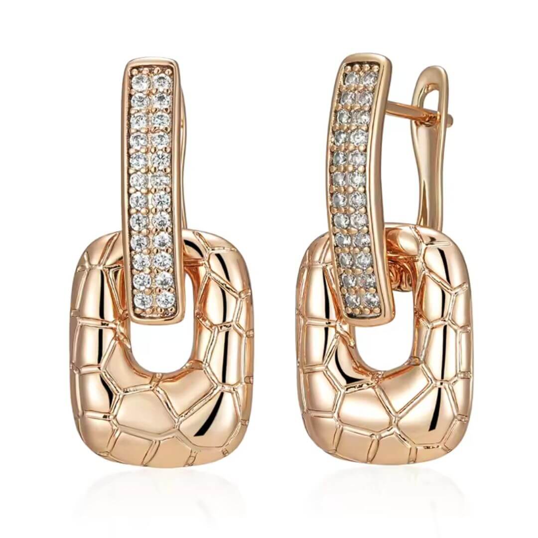Rose Gold Crystal Link Earrings - Diane Jewelry