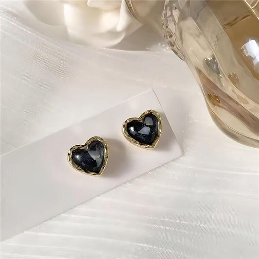 Red Enamel Double Heart Earrings - Diane Jewelry