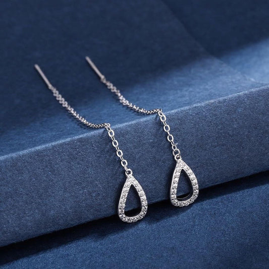 Teardrop Gold Threader Chain Earrings - Diane Jewelry
