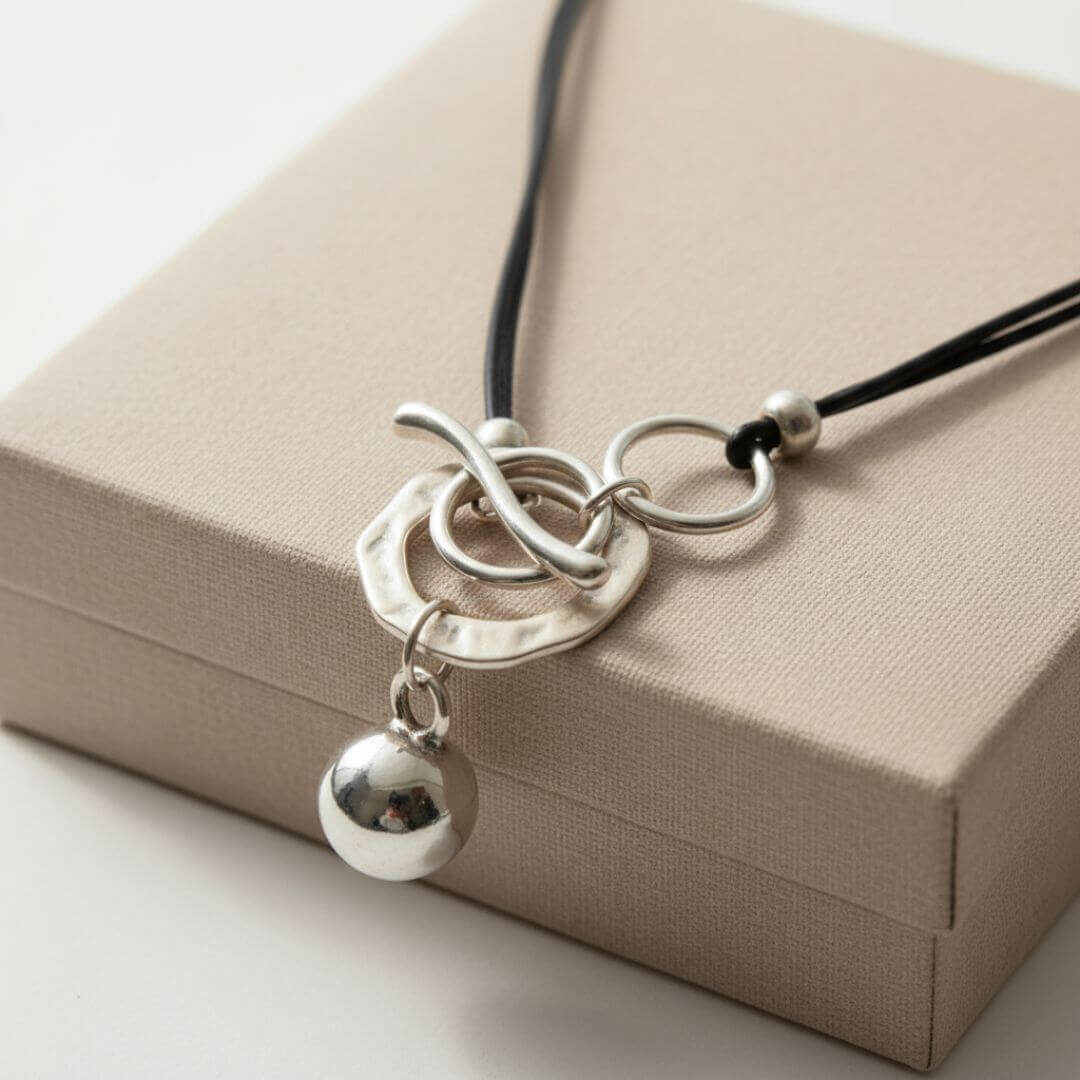 Silver Toggle Charm Pendant Necklace Emma & Noah Jewelry