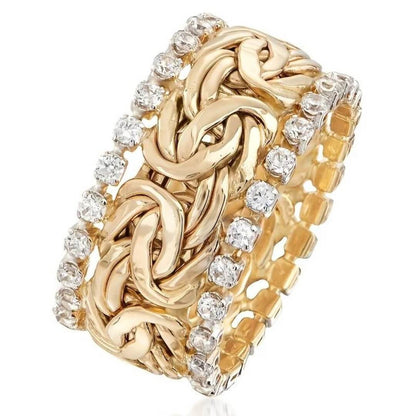Gold Braided Diamond Statement Ring - Diane Jewelry