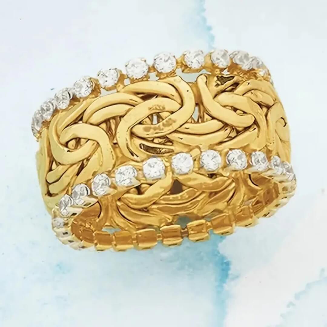 Gold Braided Diamond Statement Ring - Diane Jewelry