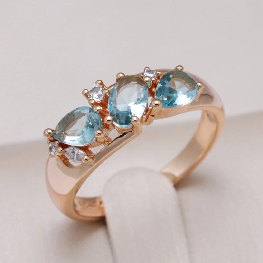 Blue Topaz Rose Gold Ring - Diane Jewelry