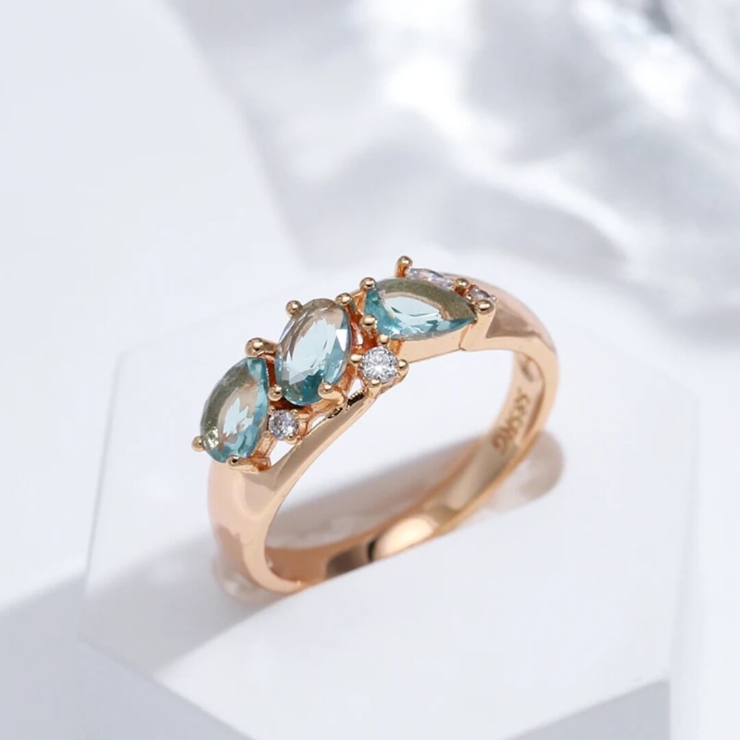 Blue Topaz Rose Gold Ring - Diane Jewelry