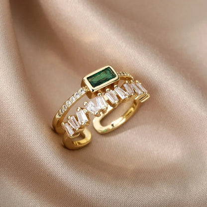 Emerald Cut Green Gold Ring - Diane Jewelry