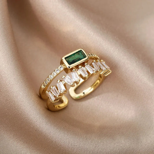 Emerald Cut Green Gold Ring - Diane Jewelry