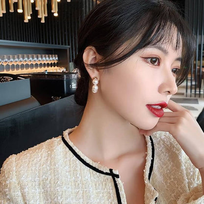 Gold Pearl Cluster Hoop Earrings - Diane Jewelry