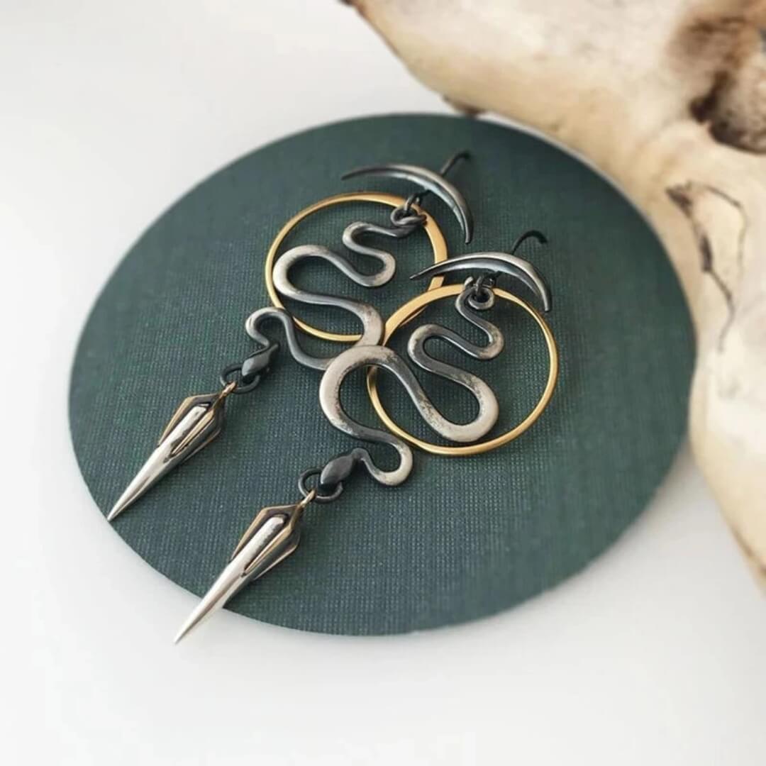 Boho Snake Dangle Drop Earrings - Diane Jewelry